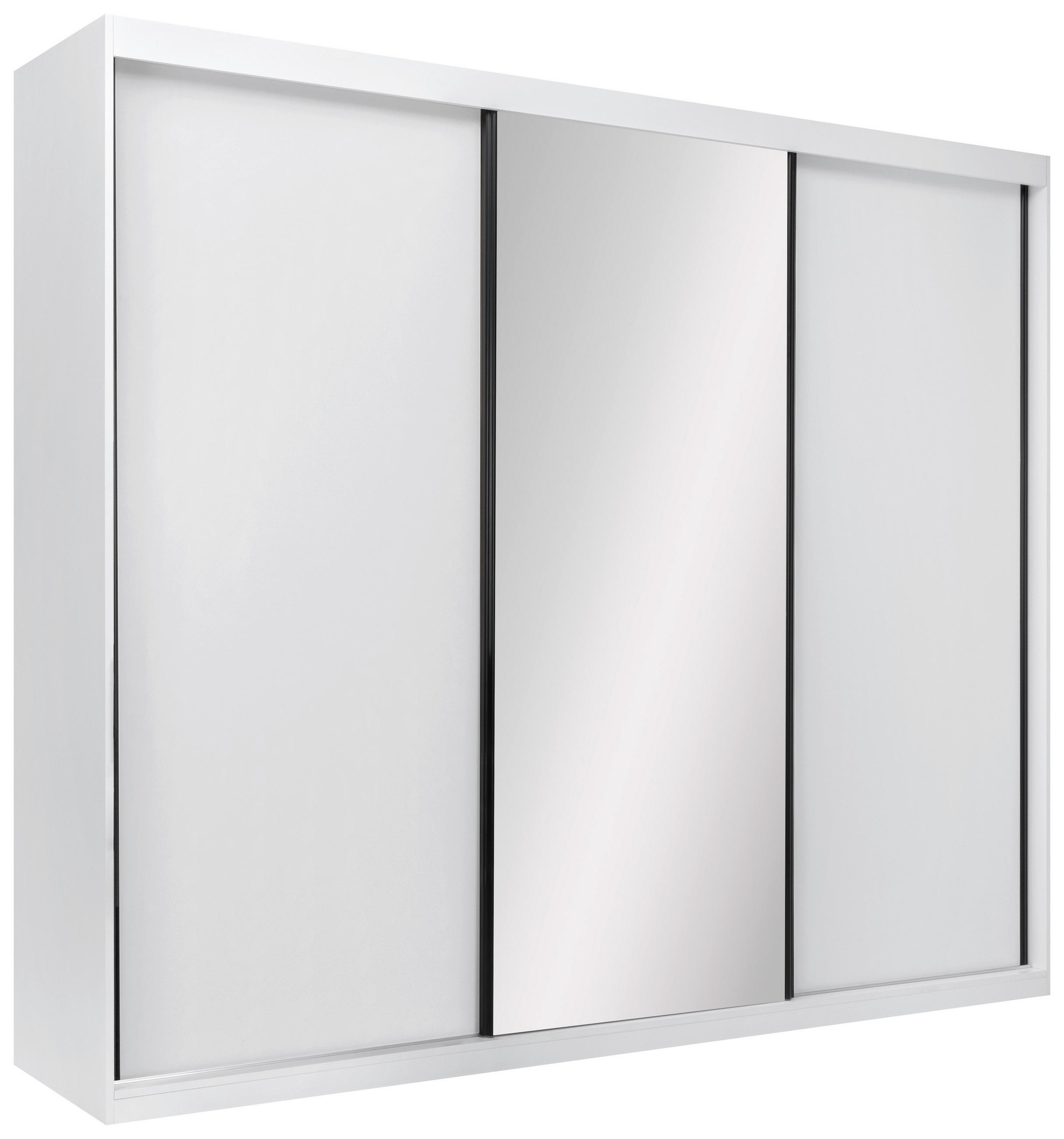 SCHIEBETÜRENSCHRANK 250/215/59,5 cm 3-türig Weiß  - Schwarz/Weiß, MODERN, Holzwerkstoff/Metall (250/215/59,5cm) - MID.YOU