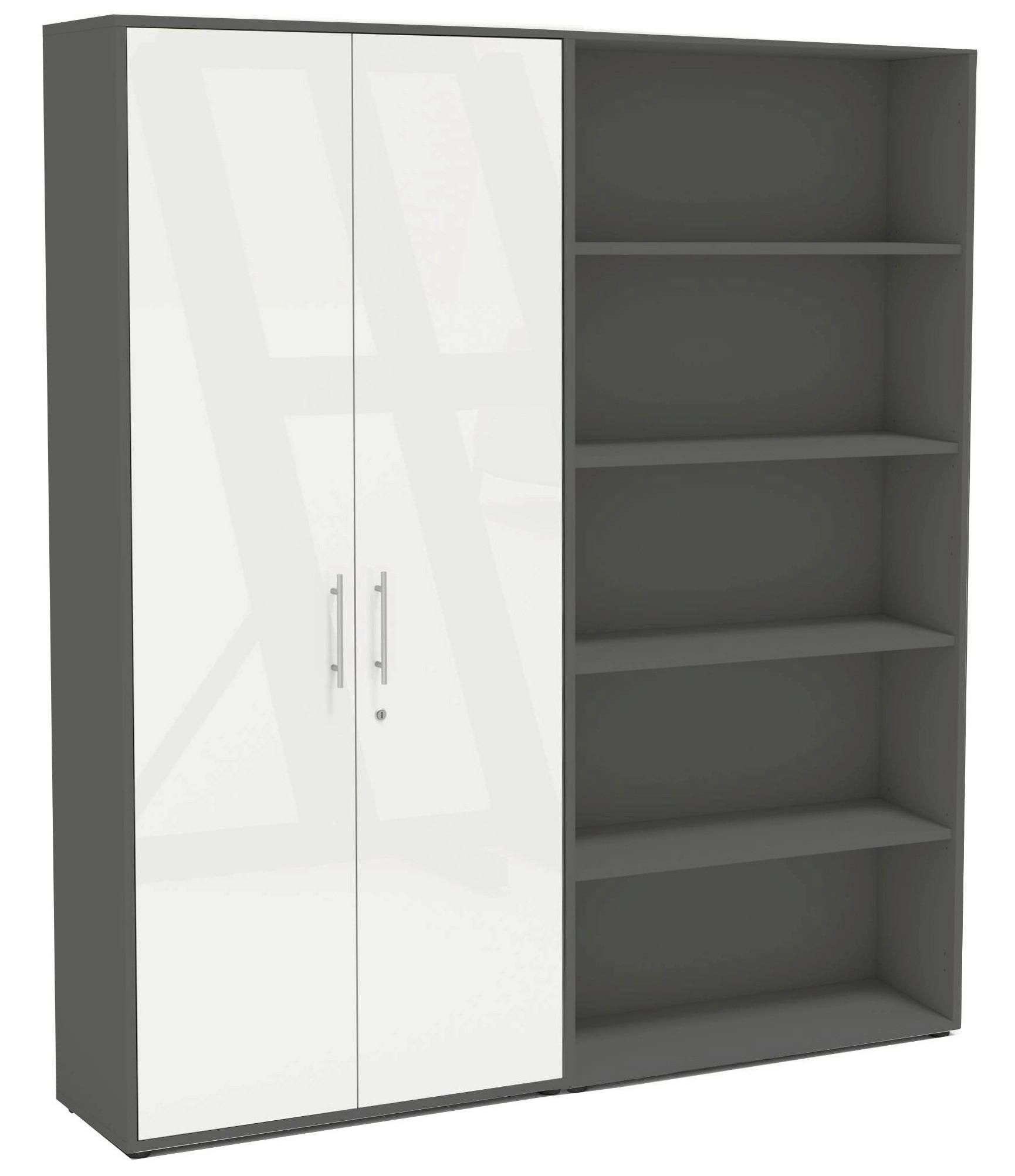 AKTENSCHRANK Anthrazit, Weiß Hochglanz  - Weiß Hochglanz/Anthrazit, MODERN, Holzwerkstoff (168,8/185,6/33cm) - MID.YOU