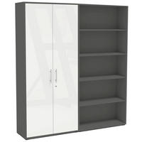 AKTENSCHRANK 168,8/185,6/33 cm  - Weiß Hochglanz/Anthrazit, MODERN, Holzwerkstoff (168,8/185,6/33cm) - MID.YOU