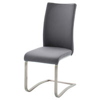 SCHWINGSTUHL  in Edelstahl Echtleder  - Edelstahlfarben/Grau, Design, Leder/Metall (43/103/52cm) - Livetastic