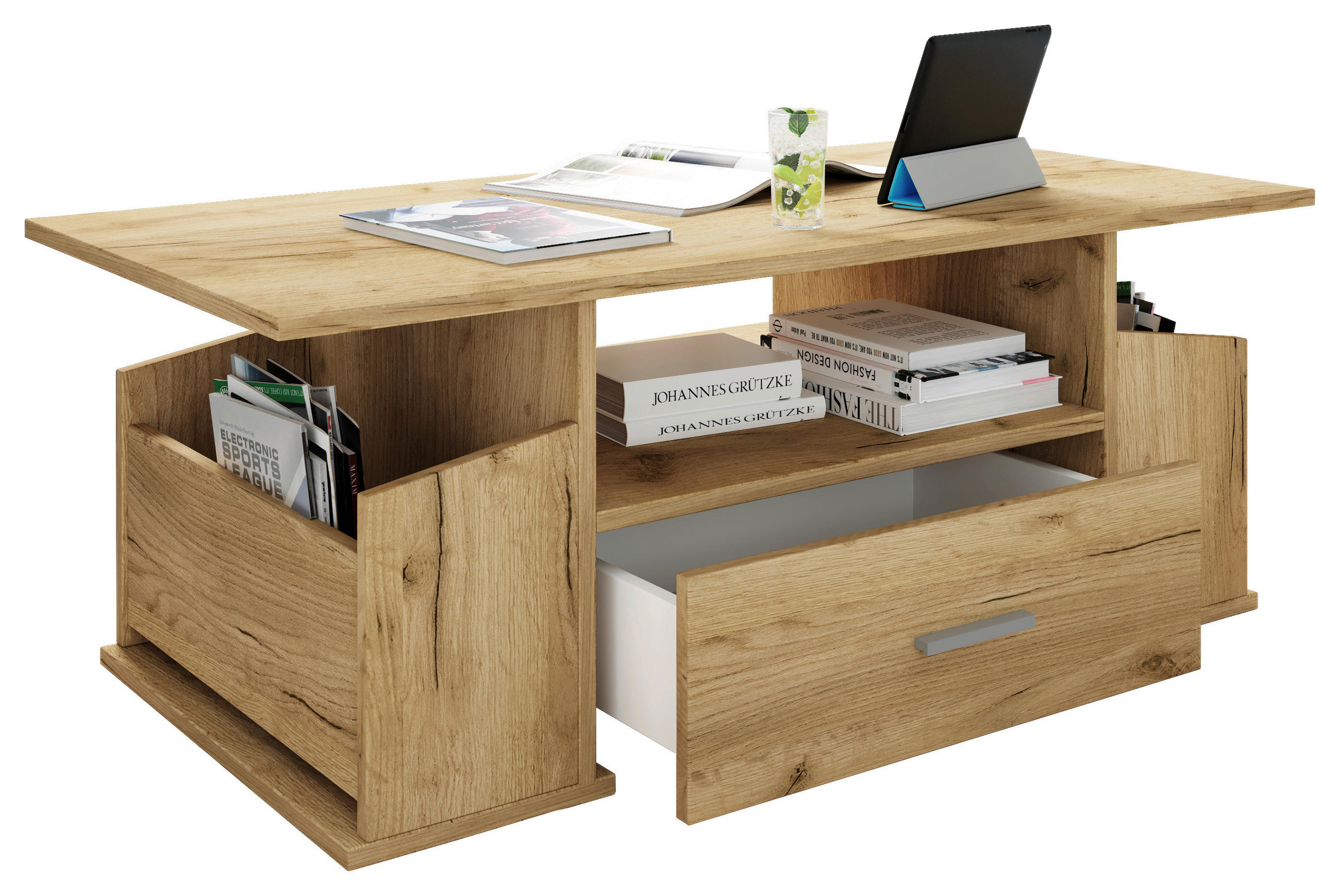 COUCHTISCH Junata 110/52/44 cm rechteckig Honigeiche  - Honigeiche/Grau, Design, Holzwerkstoff/Kunststoff (110/52/44cm) - MID.YOU