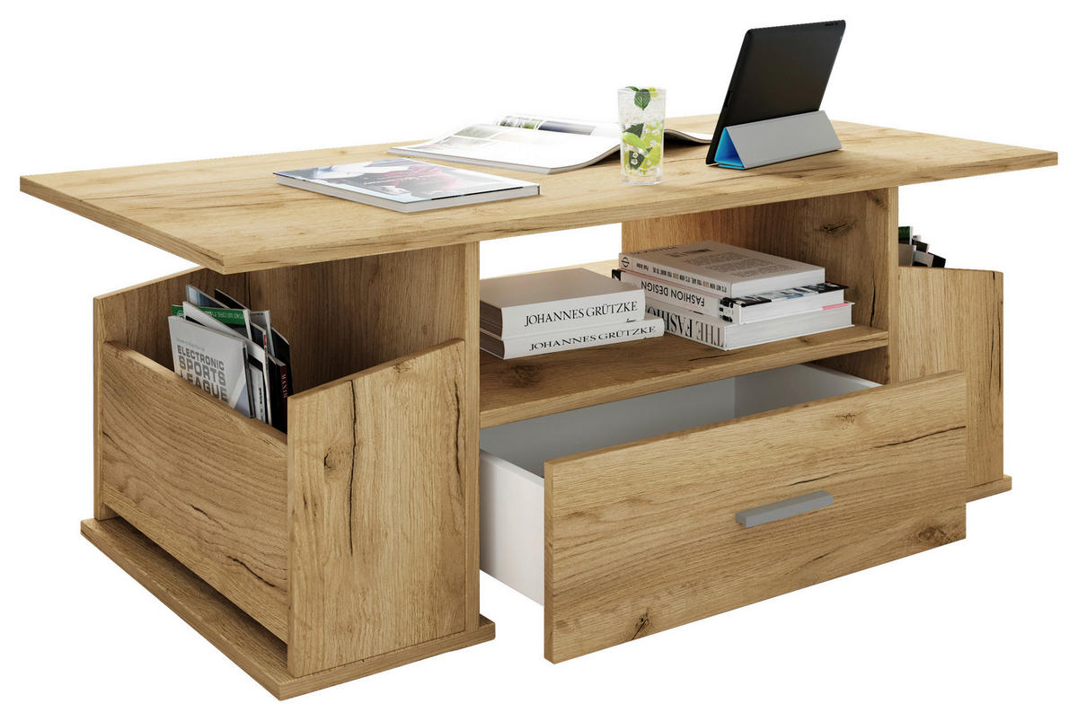 COUCHTISCH in Holzwerkstoff 110/52/44 cm  - Honigeiche/Grau, Design, Holzwerkstoff/Kunststoff (110/52/44cm) - MID.YOU