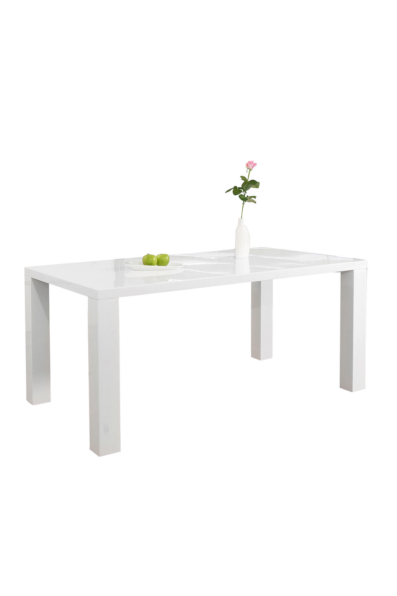 ESSTISCH rechteckig Weiß Hochglanz  - Weiß Hochglanz, MODERN, Holzwerkstoff (180/90/76cm) - Livetastic