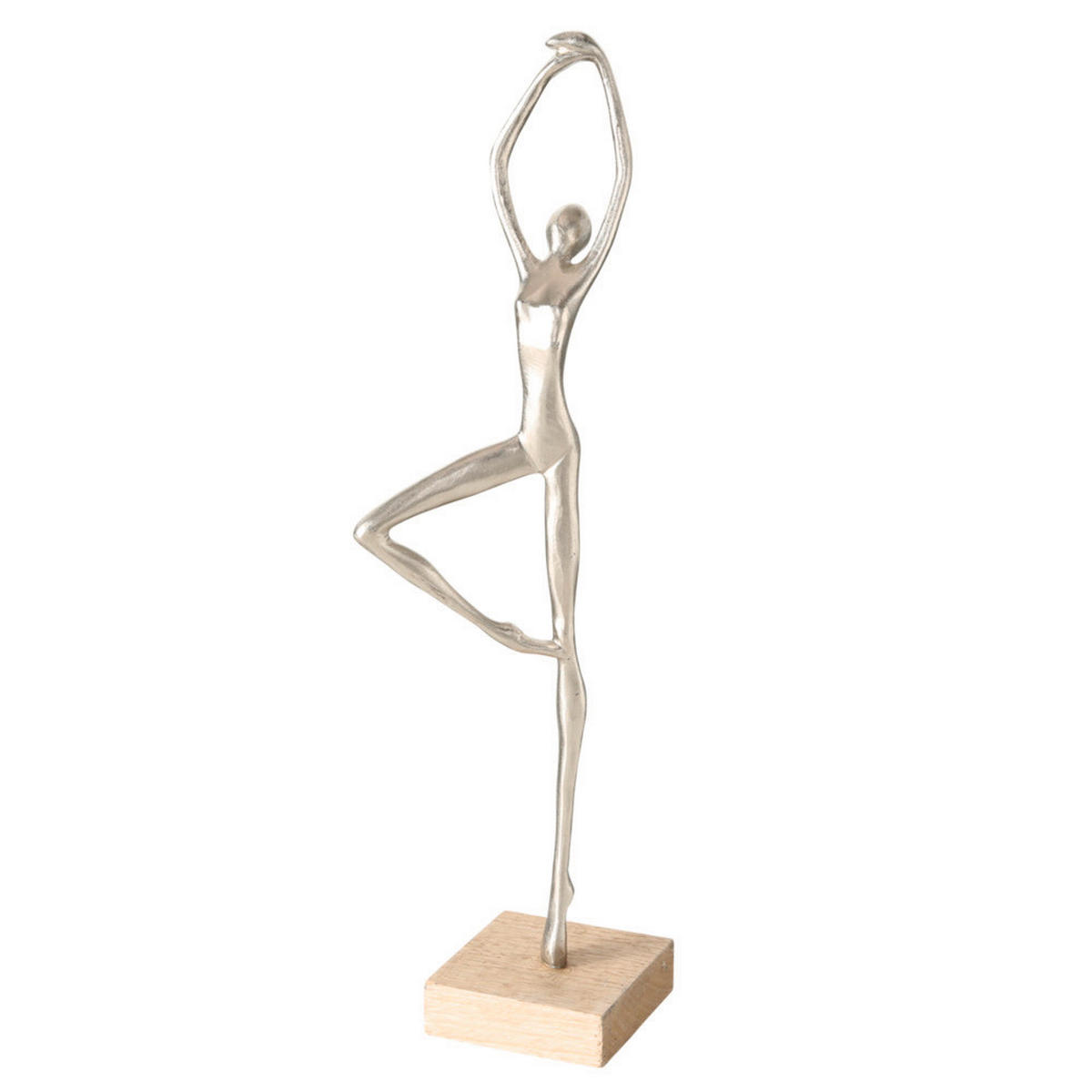 SKULPTUR - silver/naturfärgad, Basics, metall/trä (10/10/52cm)