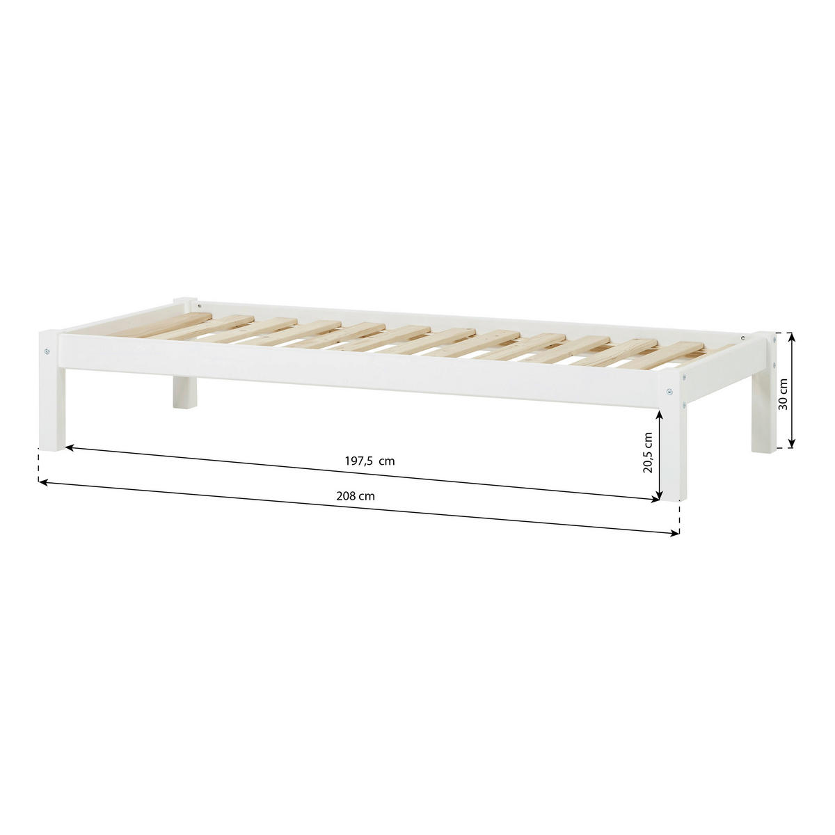 BETT 70/160 cm  in Weiß  - Weiß, MODERN, Holz (70/160cm) - MID.YOU