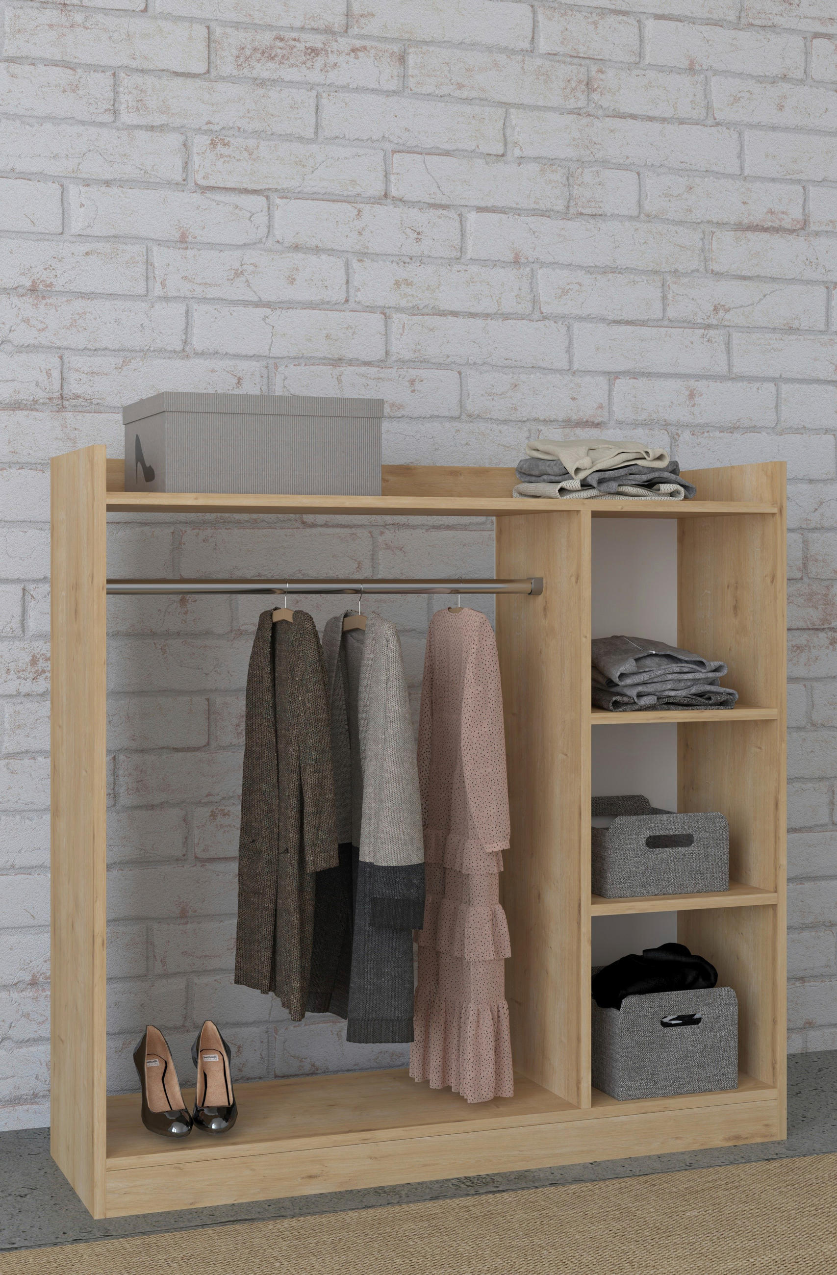 KLEIDERSCHRANK in Honigeiche  - Honigeiche, Design, Holzwerkstoff (124/120/35cm) - MID.YOU