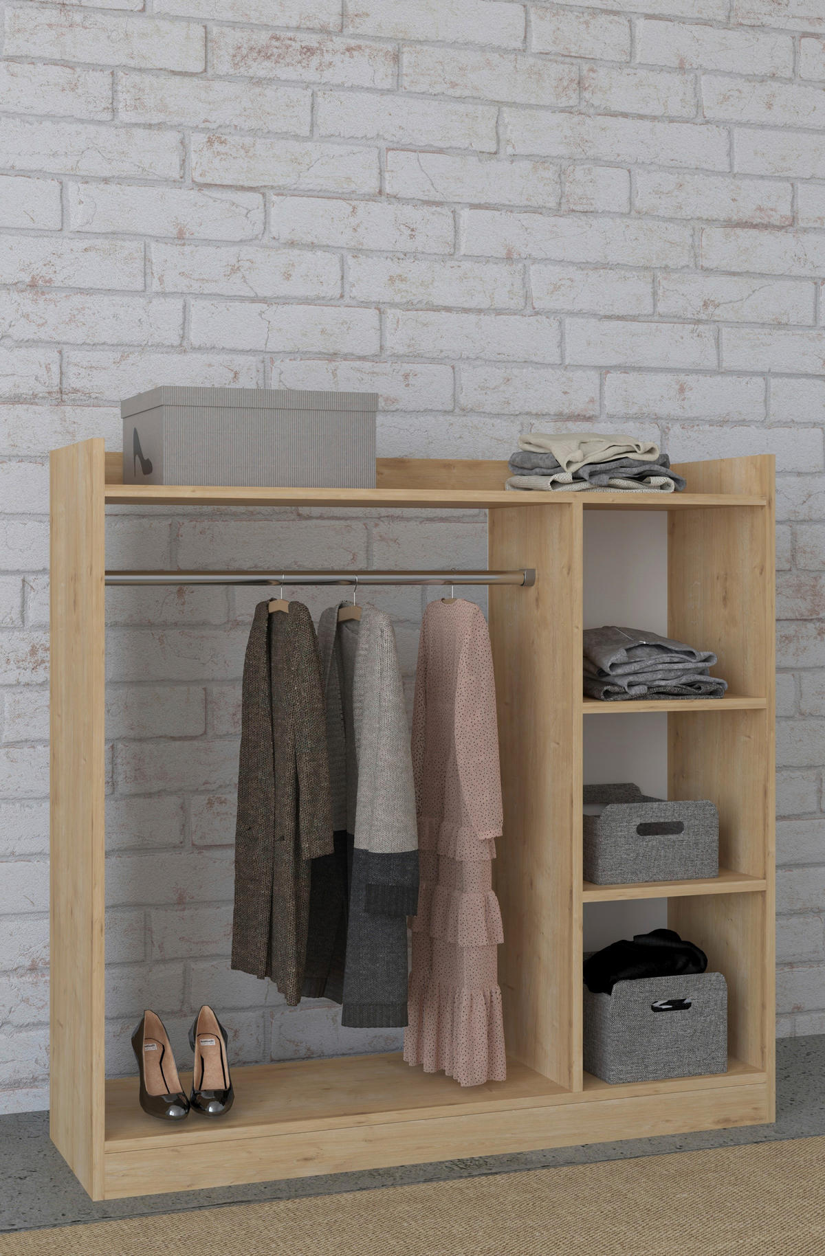 KLEIDERSCHRANK in Honigeiche  - Honigeiche, Design, Holzwerkstoff (124/120/35cm) - MID.YOU