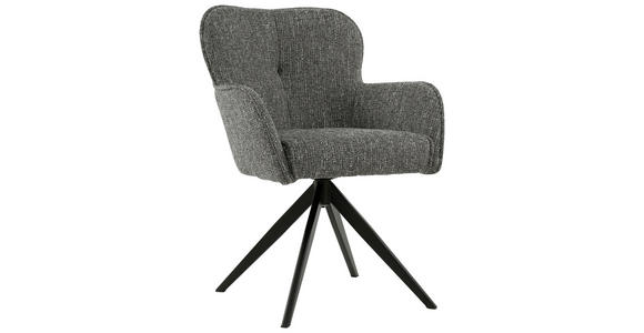 ARMLEHNSTUHL in Eisen Webstoff - Schwarz/Grau, Design, Textil/Metall (62/88/65cm) - Novel
