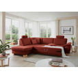 ECKSOFA in Mikrofaser Rot  - Wildeiche/Beige, KONVENTIONELL, Holz/Textil (236/286cm) - Voleo