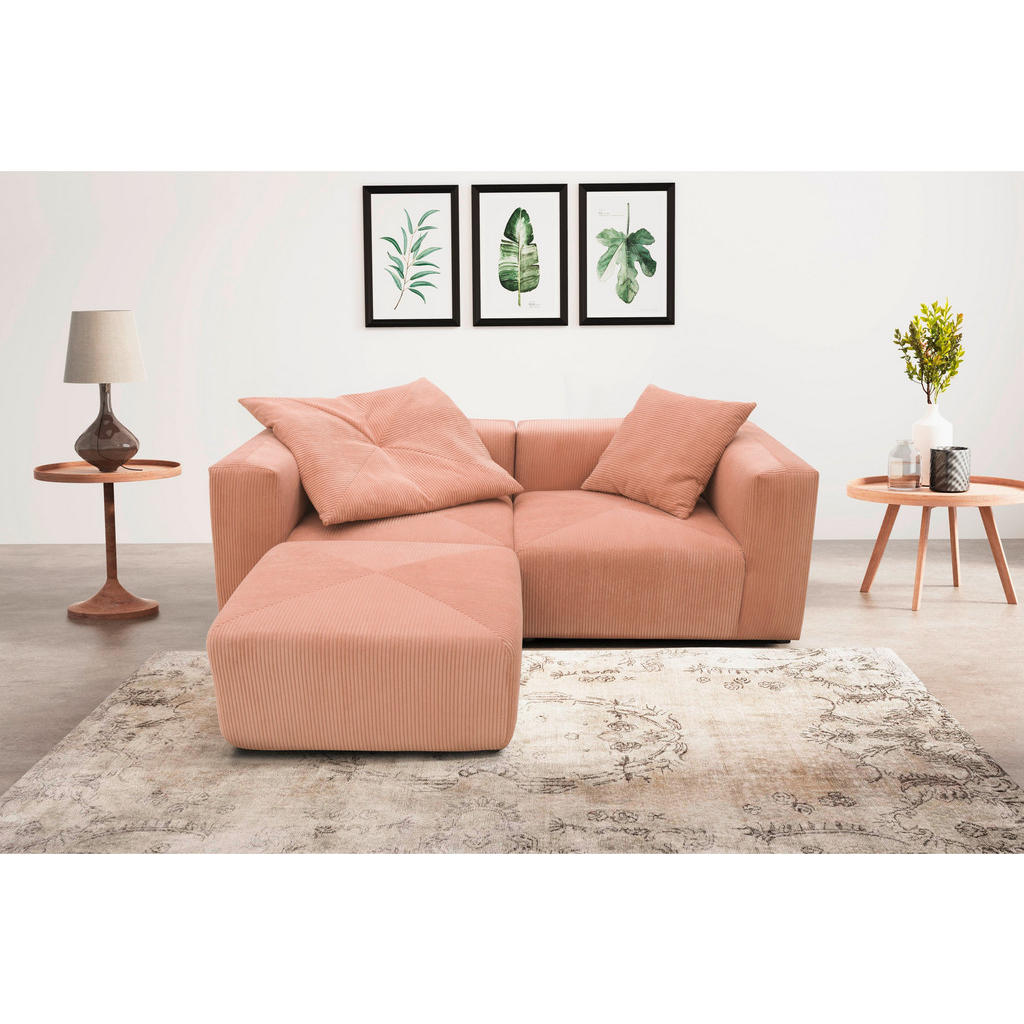 Thumbnail - Mid.you Hocker, Rosa, Roségold, Textil, Uni, rechteckig, 85x42x85 cm, Made in EU, FSC Mix, erweiterbar (Typenauswahl), W...