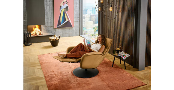 RELAXSESSEL in Leder Senfgelb  - Senfgelb/Schwarz, Design, Leder/Metall (76/108/86cm) - Dieter Knoll