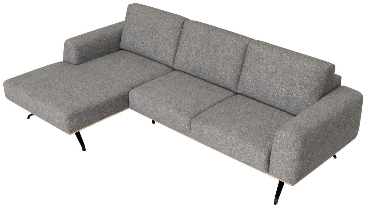 ECKSOFA in Struktur Grau  - Schwarz/Grau, Design, Textil/Metall (157/262cm) - Novel
