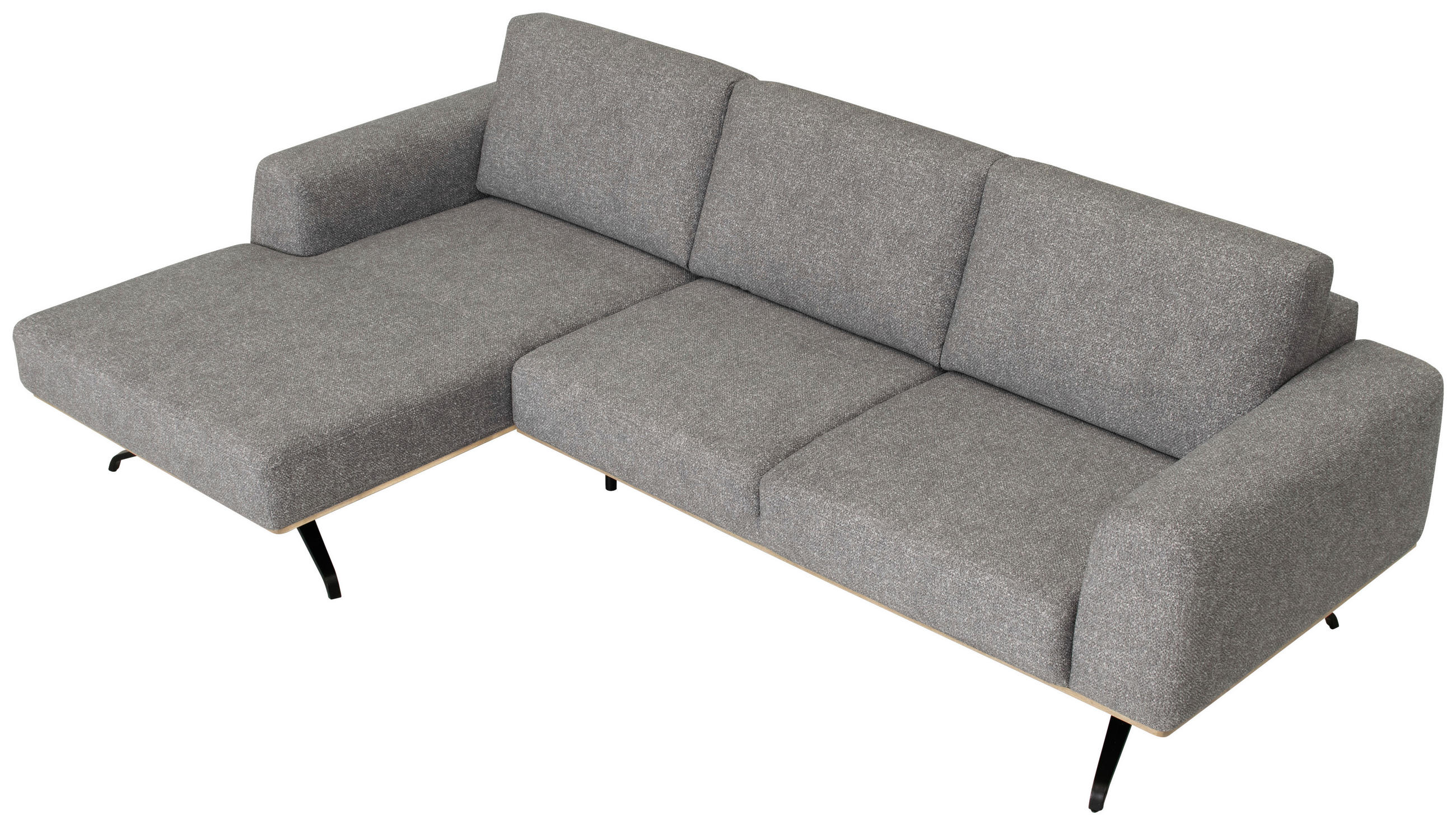 Thumbnail - Novel Ecksofa, Grau, Textil, 3-Sitzer, Füllung: Schaumstoffflocken, Ottomane links, L-Form, 262x157 cm, Stoffauswahl, se...