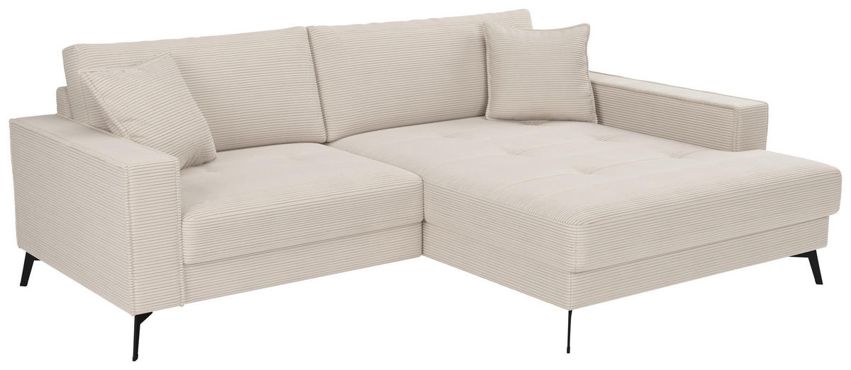 ECKSOFA TED Creme Cord Zierkissen  - Creme/Schwarz, Trend, Textil/Metall (228/174cm) - P & B