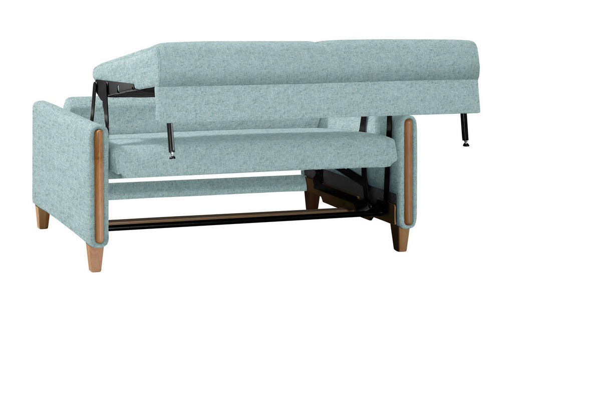 SCHLAFSOFA in Flachgewebe Buchefarben, Hellblau  - Buchefarben/Hellblau, Design, Holz/Textil (174/88/104cm) - Niels Andersson