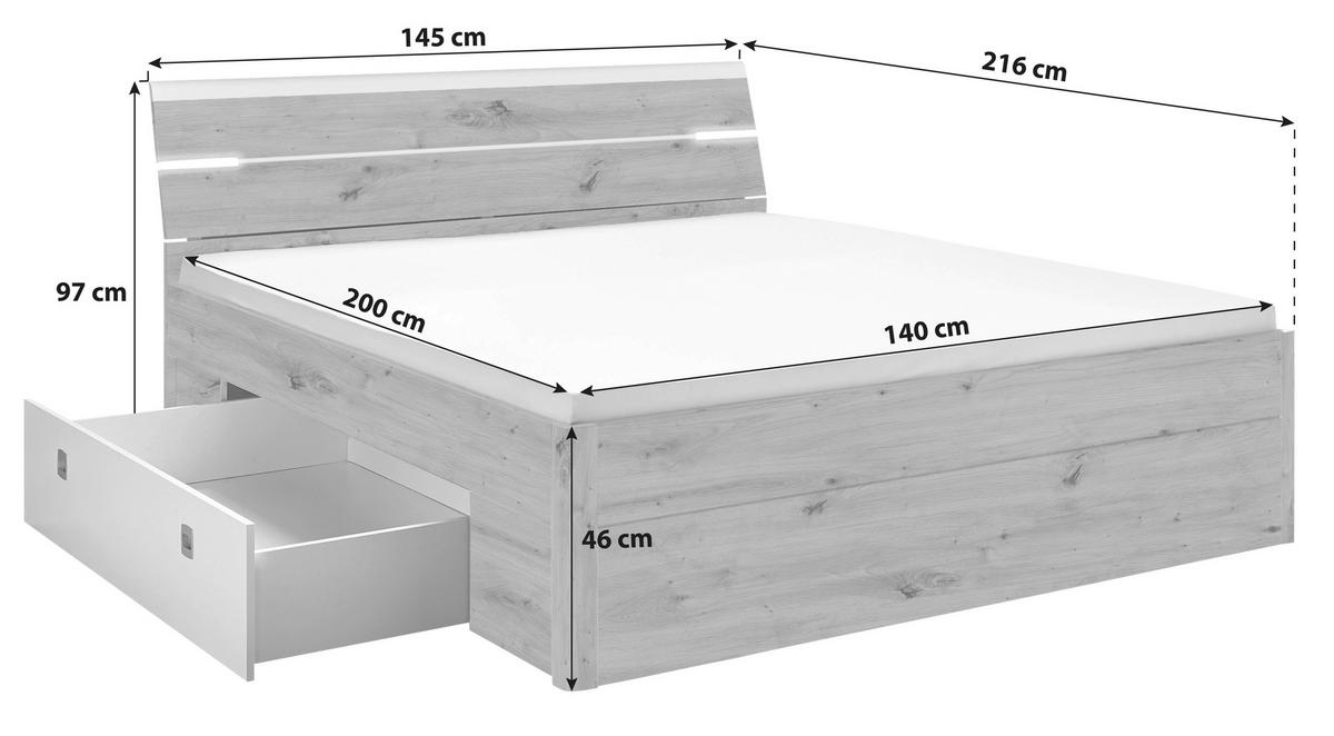 STAURAUMBETT 140/200 cm  in Anthrazit, Weiß  - Anthrazit/Weiß, MODERN (140/200cm) - MID.YOU