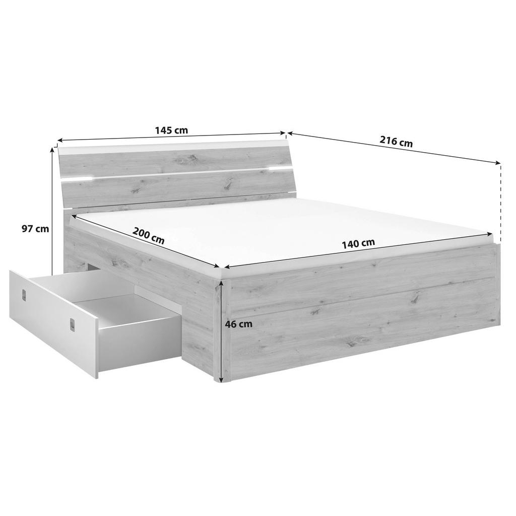 Thumbnail - Mid.you Stauraumbett, Anthrazit, Weiß, 140x200 cm, Beleuchtung, für Rollrost geeignet, Lattenrost geeignet, Schlafzimmer...
