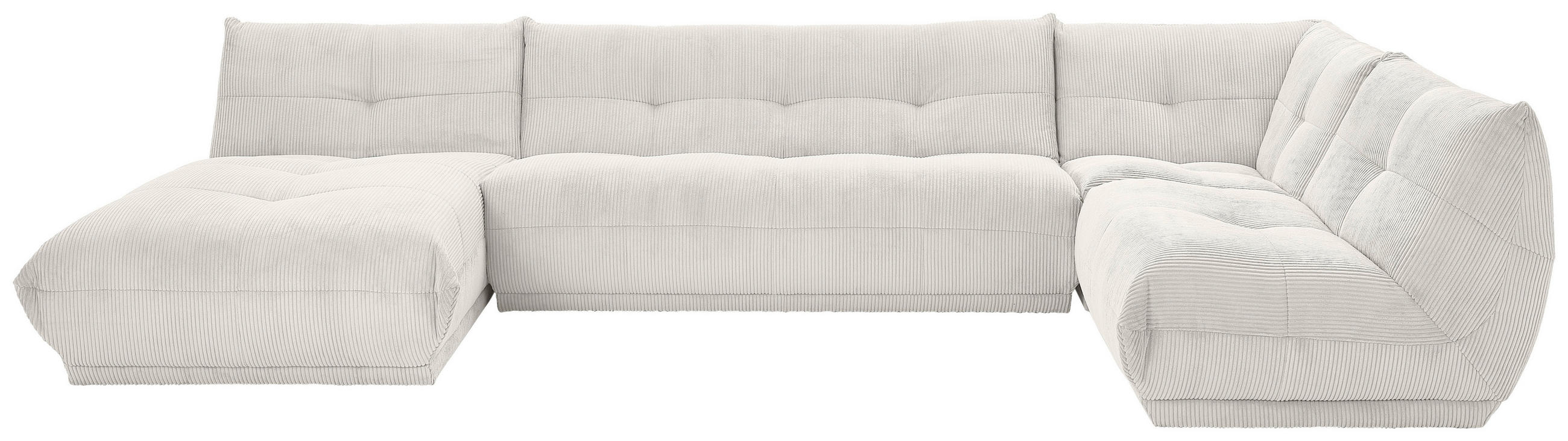 WOHNLANDSCHAFT in Cord Weiss  - Weiss, Trend, Textil (185/390/210cm) - Livetastic