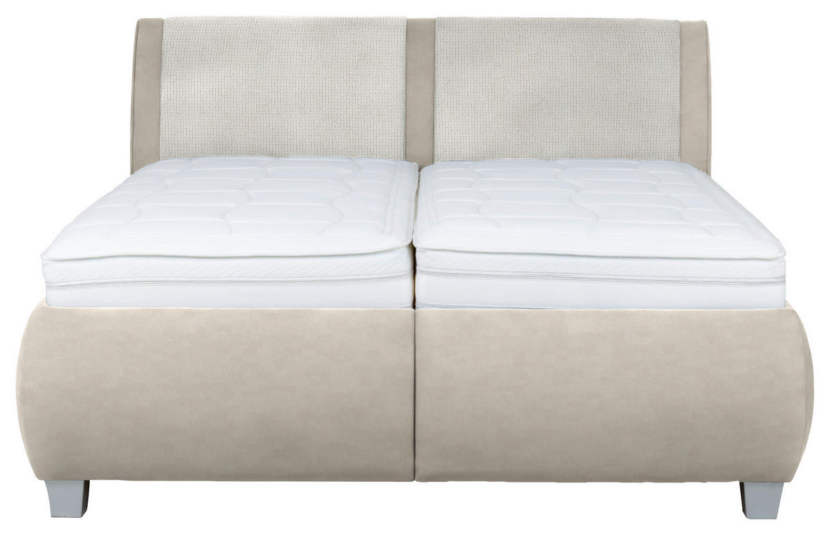 POLSTERBETT 180/200 cm  in Creme  - Weiss/Silberfarben, Design, Holzwerkstoff/Kunststoff (180/200cm) - Beldomo - Sleep
