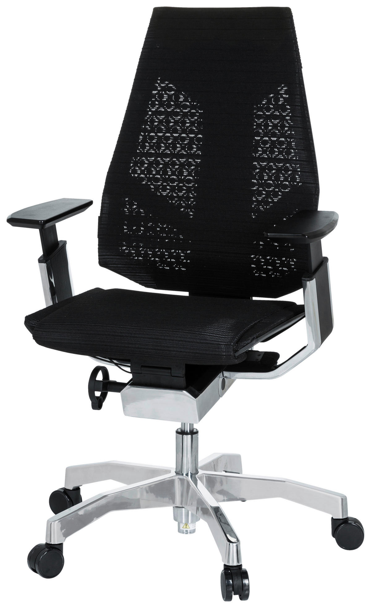 DREHSTUHL  in Netzbespannung Schwarz, Alufarben  - Schwarz/Alufarben, MODERN, Kunststoff/Textil (57/107/46cm) - MID.YOU