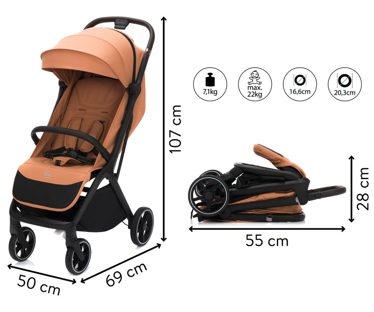 BUGGY Cooper  - Sandfarben/Schwarz, Basics (50/107/69cm) - Fillikid