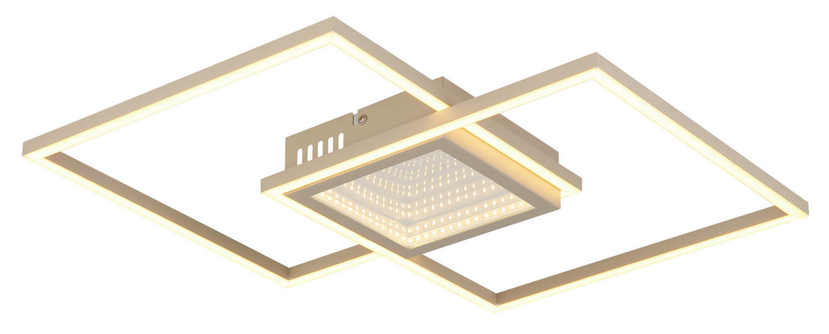 LED-DECKENLEUCHTE Saunders 42,6/42,6/5 cm  - Sandfarben/Opal, Design, Kunststoff/Metall (42,6/42,6/5cm) - Globo