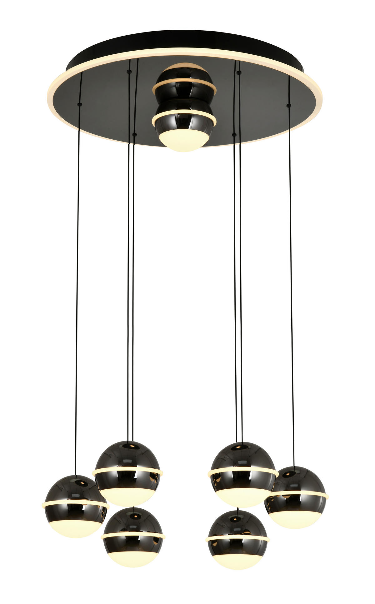 LED-HÄNGELEUCHTE Biarritz 46/150/46 cm  - Schwarzchrom, Design, Kunststoff/Metall (46/150/46cm)