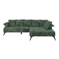 ECKSOFA VANESSA Grün Flachgewebe  - Schwarz/Grün, MODERN, Kunststoff/Textil (297/200cm) - Livetastic