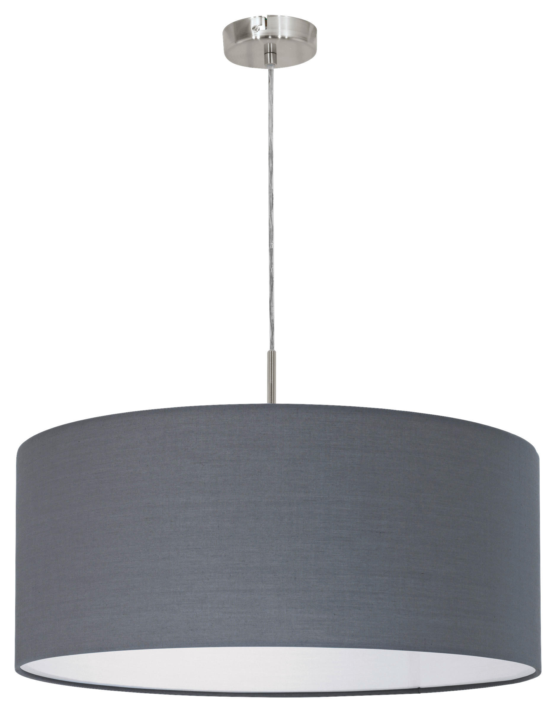 HÄNGELEUCHTE 53/110 cm  - Grau/Nickelfarben, MODERN, Textil/Metall (53/110cm)