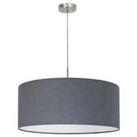 HÄNGELEUCHTE 53/110 cm  - Grau/Nickelfarben, MODERN, Textil/Metall (53/110cm)