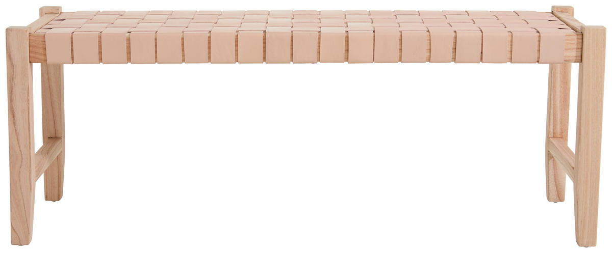 SEDACÍ LAVICE, dřevo, kůže, 120/45/40 cm - přírodní barvy/barvy ořechu, Design, dřevo/kůže (120/45/40cm) - Livetastic