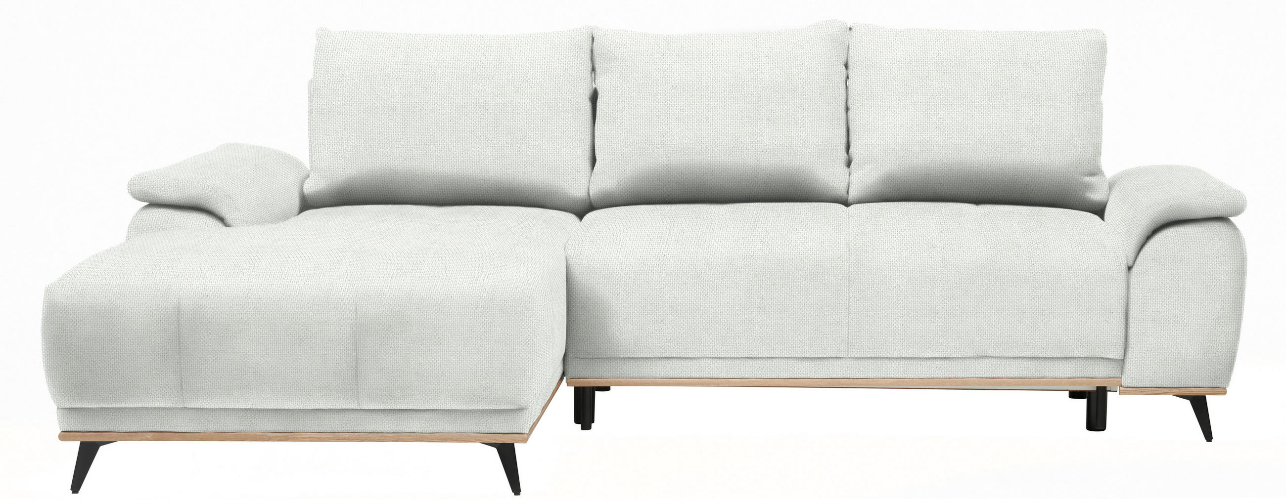 ECKSOFA in Struktur Grauweiß  - Grauweiß/Schwarz, MODERN, Textil/Metall (168/262cm) - home24