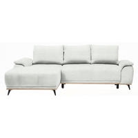 ECKSOFA in Struktur Grauweiß  - Grauweiß/Schwarz, MODERN, Textil/Metall (168/262cm) - home24