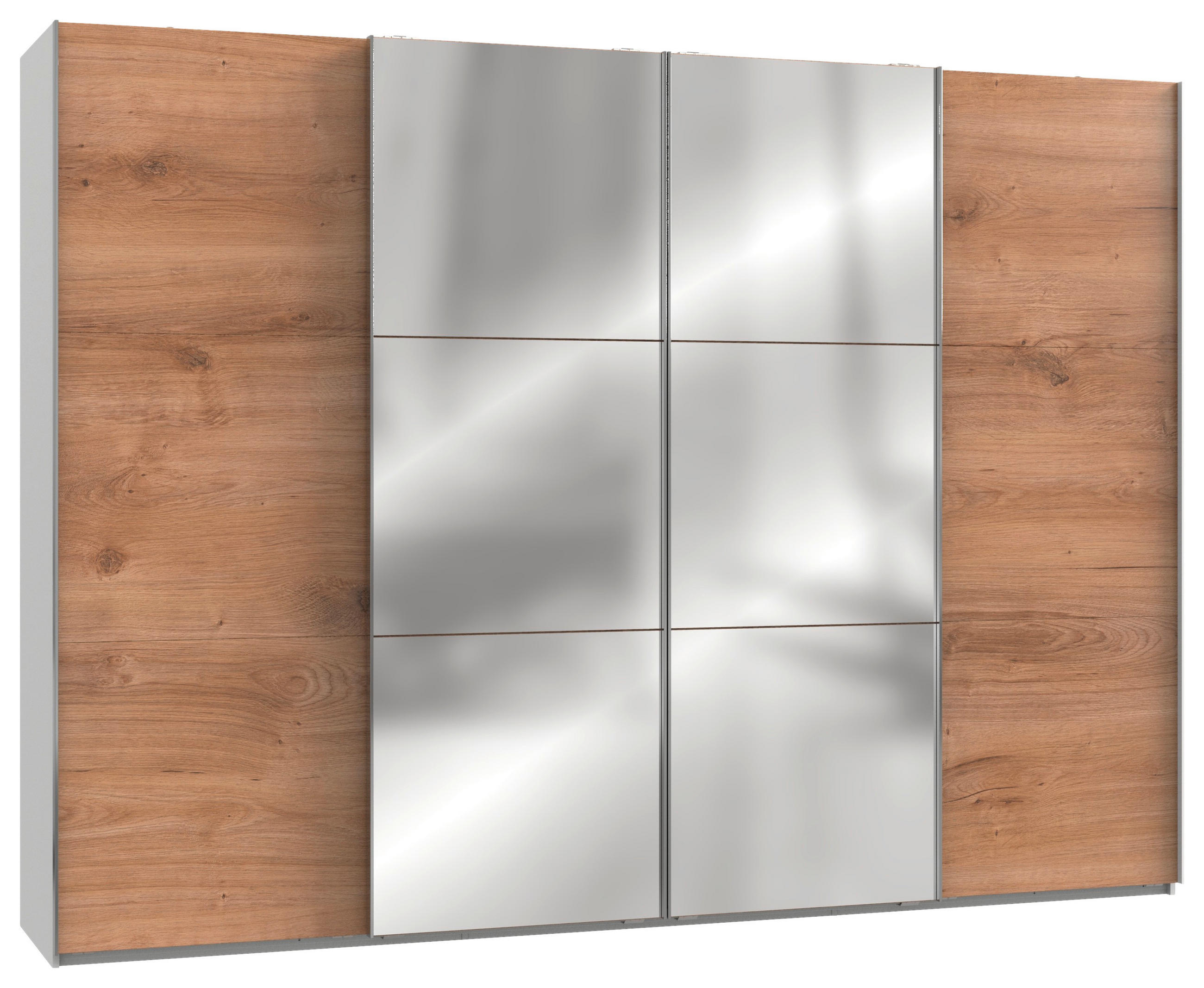 SCHWEBETÜRENSCHRANK in Weiss, Eichefarben  - Chromfarben/Weiss, Modern, Holzwerkstoff (300/216/65cm) - MID.YOU