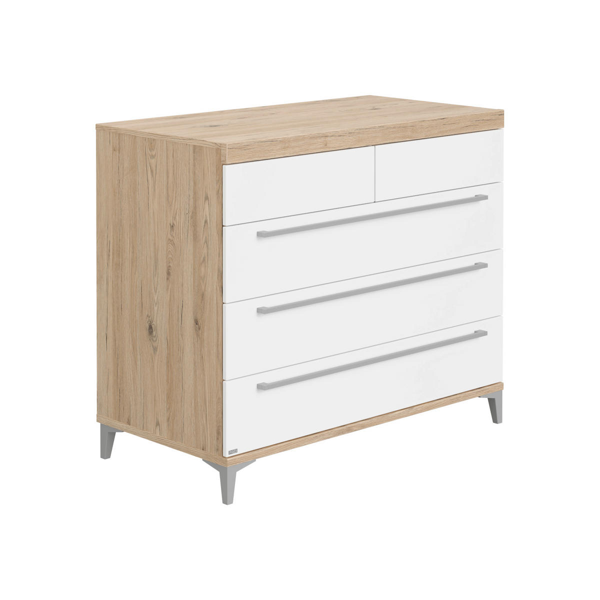 KOMMODE Remo  in  - Edelstahlfarben/Eichefarben, Basics, Holzwerkstoff/Metall (110/94,3/55,9cm) - Paidi