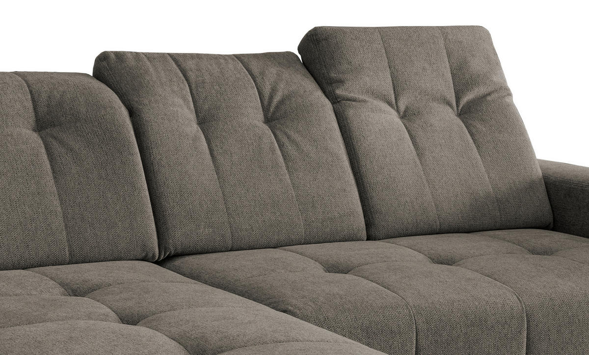 ECKSOFA in Chenille Graubraun  - Graubraun/Schwarz, Modern, Textil/Metall (180/258cm) - Livetastic