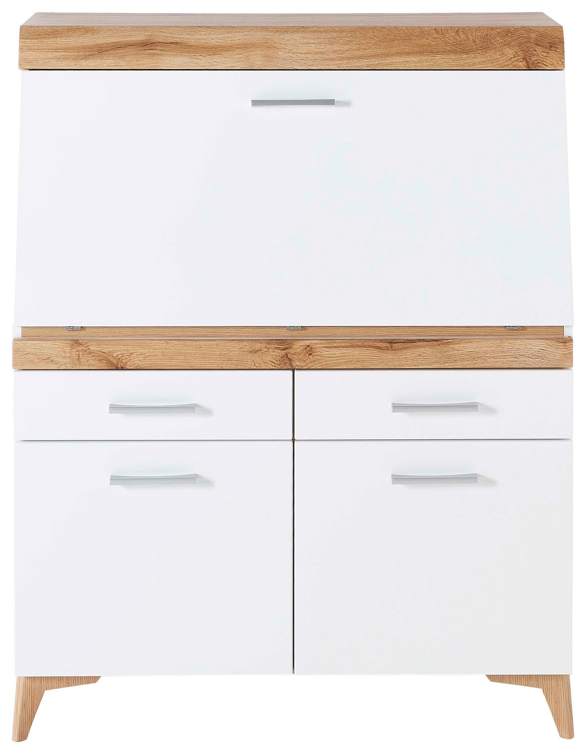 SEKRETÄR  Kabeldurchlass, Stauraum  - Eichefarben/Alufarben, Trend, Holzwerkstoff/Kunststoff (98/124/39,6cm) - Carryhome