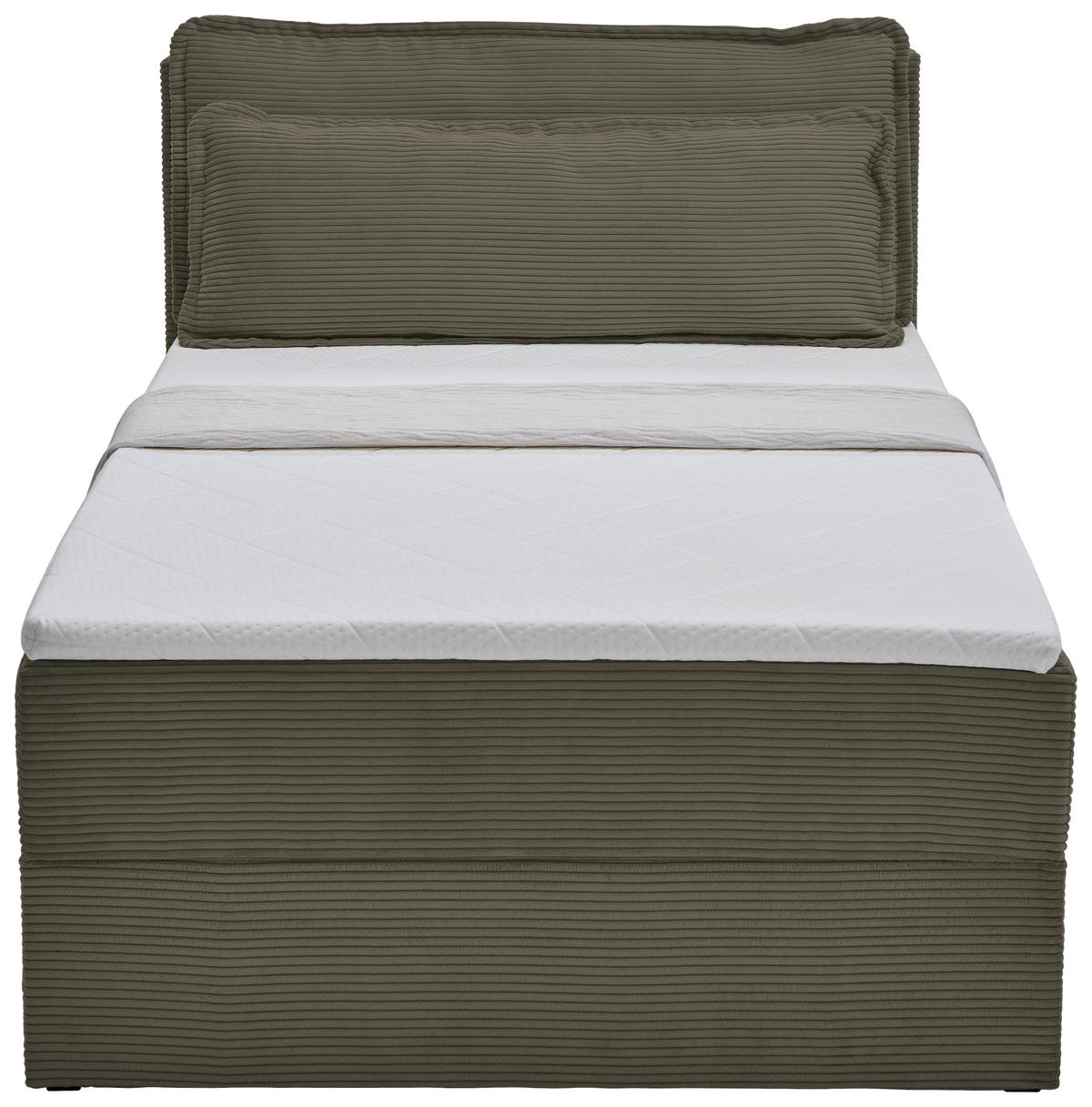 BOXBETT 120/200 cm,  in Waldgrün, Kissen, Bettkasten, Topper, H3 = fest  - Waldgrün/Schwarz, Design, Kunststoff/Textil (120/200cm) - Chameo