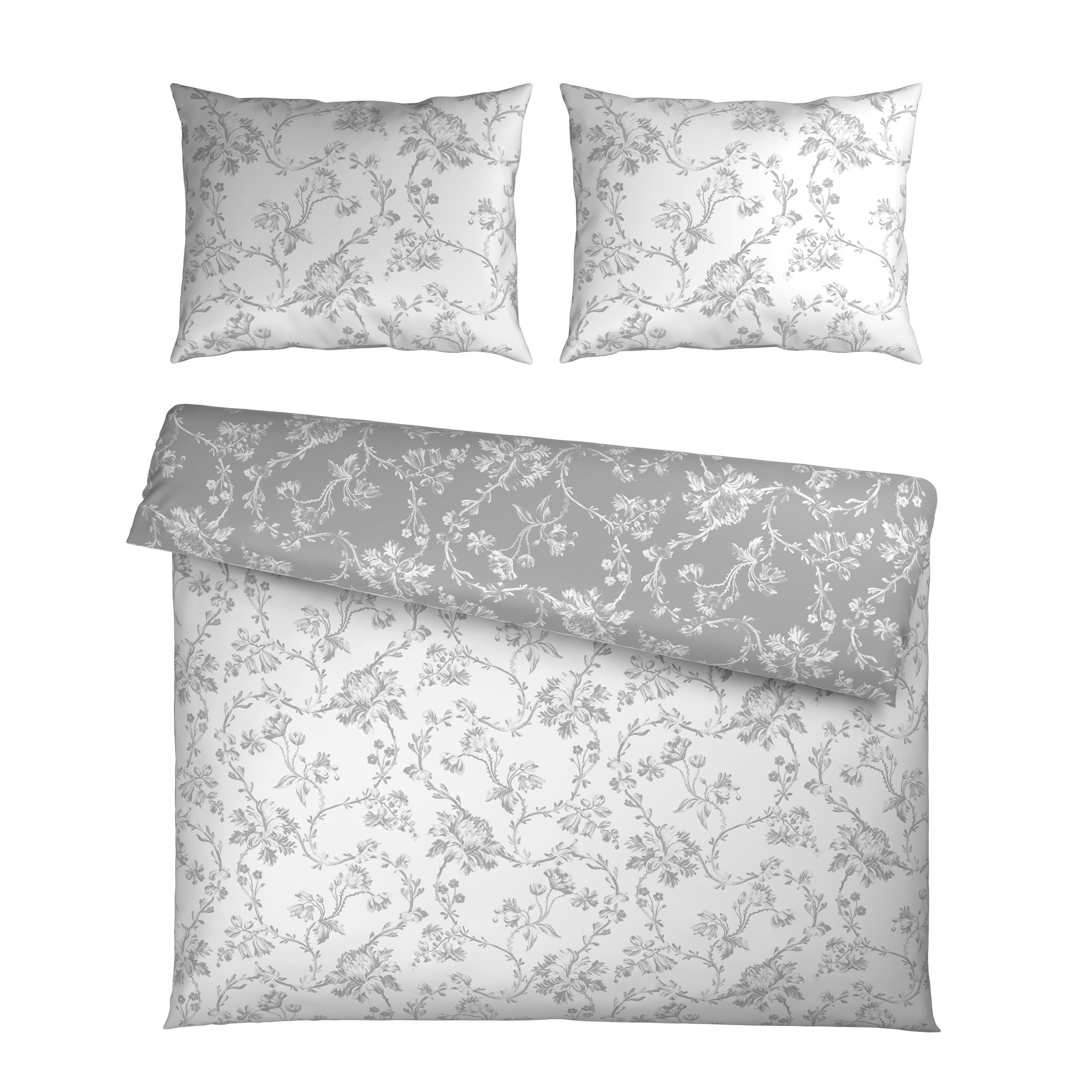 WENDEBETTWÄSCHE Satin 200/200 cm  - Silberfarben/Weiß, KONVENTIONELL, Textil (200/200cm) - Esposa