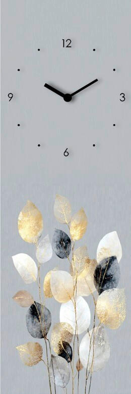Euroart Wanduhr Time For Leaves I Mehrfarbig, Weiß 20x60x3.1 cm