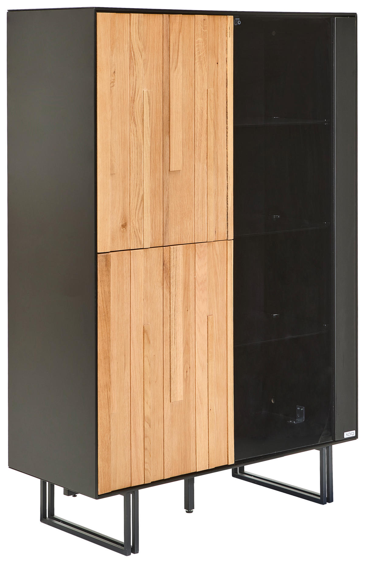 VITRINE  in furniert Eiche Schwarz, Eichefarben  - Eichefarben/Schwarz, Trend, Glas/Holz (91,5/136/40cm) - Xora