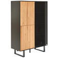 VITRINE  in furniert Eiche Schwarz, Eichefarben - Eichefarben/Schwarz, Trend, Glas/Holz (91,5/136/40cm) - Xora