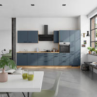 KÜCHENBLOCK Easytouch 360 cm  in Eichefarben, Dunkelblau  - Eichefarben/Schwarz, MODERN, Holzwerkstoff/Metall (360cm) - Nobilia