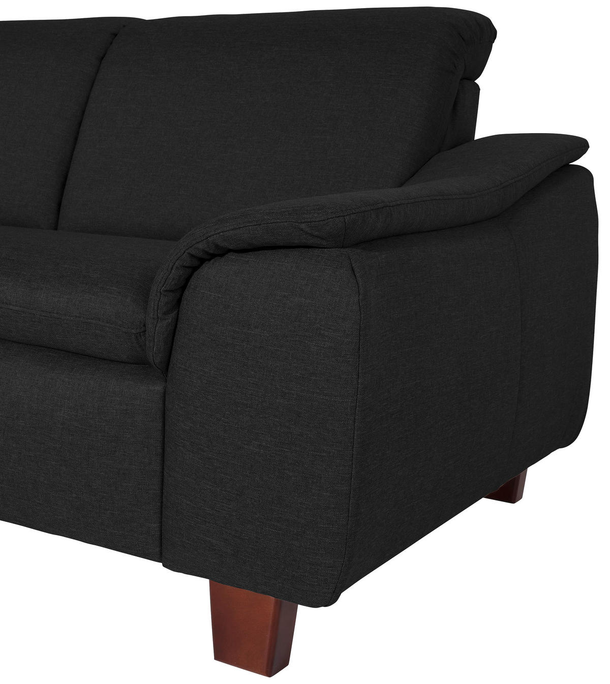 ECKSOFA Schwarz Flachgewebe  - Nussbaumfarben/Schwarz, Design, Holz/Textil (247/187cm) - Max Winzer
