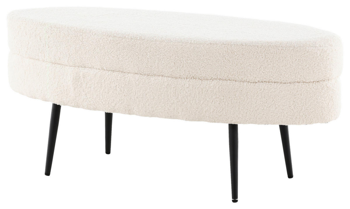 HOCKERBANK 100/41/40 cm Teddystoff Weiß, Schwarz Metall  - Schwarz/Weiß, Design, Textil/Metall (100/41/40cm) - Livetastic
