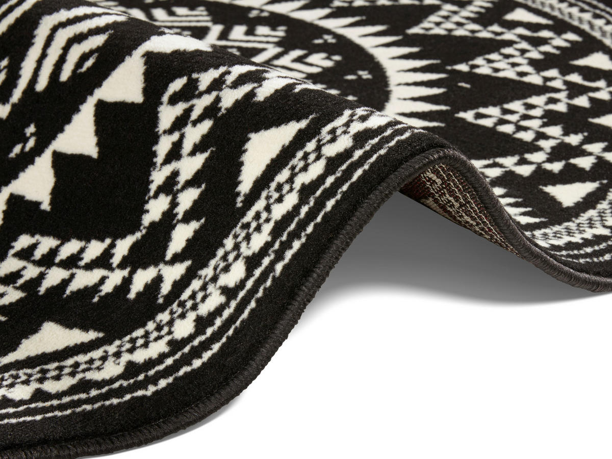 FLACHWEBETEPPICH 200 cm Celebration Weiß, Schwarz  - Schwarz/Weiß, Design, Kunststoff/Textil (200cm) - Hanse Home