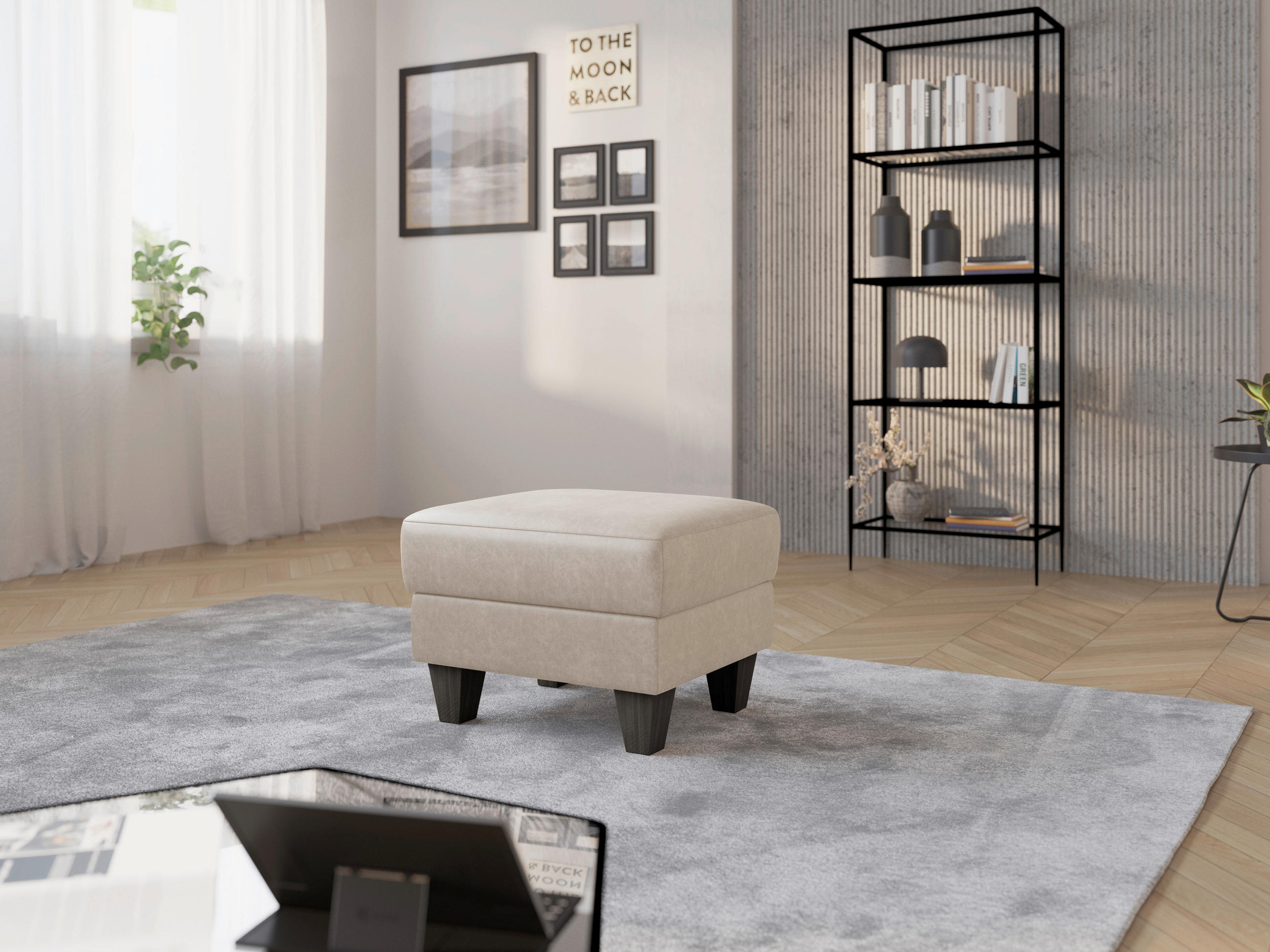 HOCKER Textil Beige  - Wengefarben/Beige, Konventionell, Holz/Textil (58/48/58cm) - Sit & More