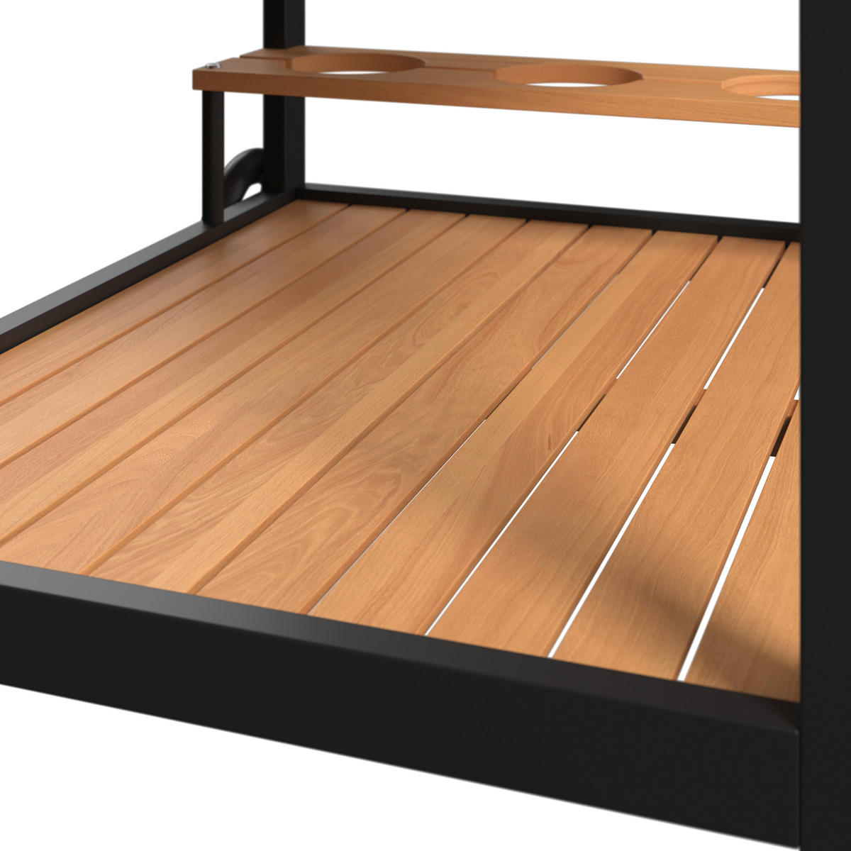 GARTEN-SERVIERWAGEN Holz, Metall  - Schwarz/Teakfarben, MODERN, Holz/Metall (73/80/50cm) - Ambia Garden