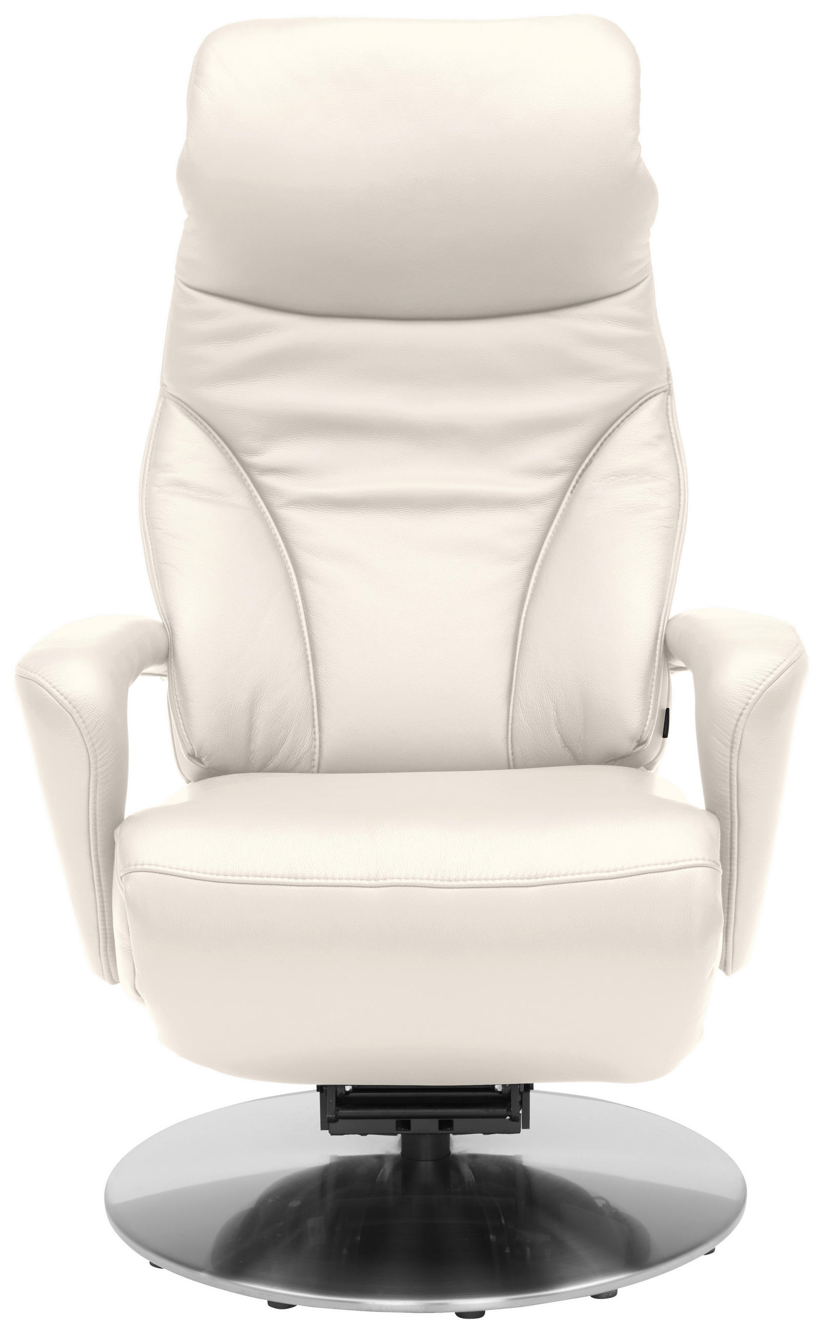RELAXSESSEL Echtleder Nackenstütze, Relaxfunktion, Kopfteilverstellung, Fußteilverstellung    - Edelstahlfarben/Beige, Design, Leder/Metall (75/117/88cm) - Dieter Knoll