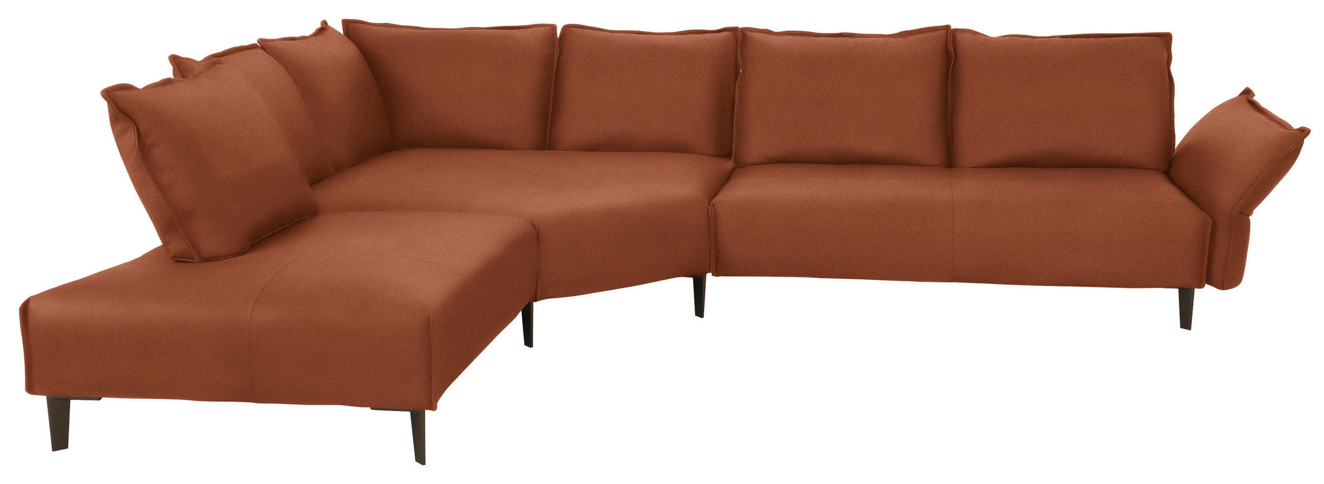 ECKSOFA in Echtleder Cognac  - Cognac/Schwarz, Design, Leder/Metall (272/340cm) - W.Schillig
